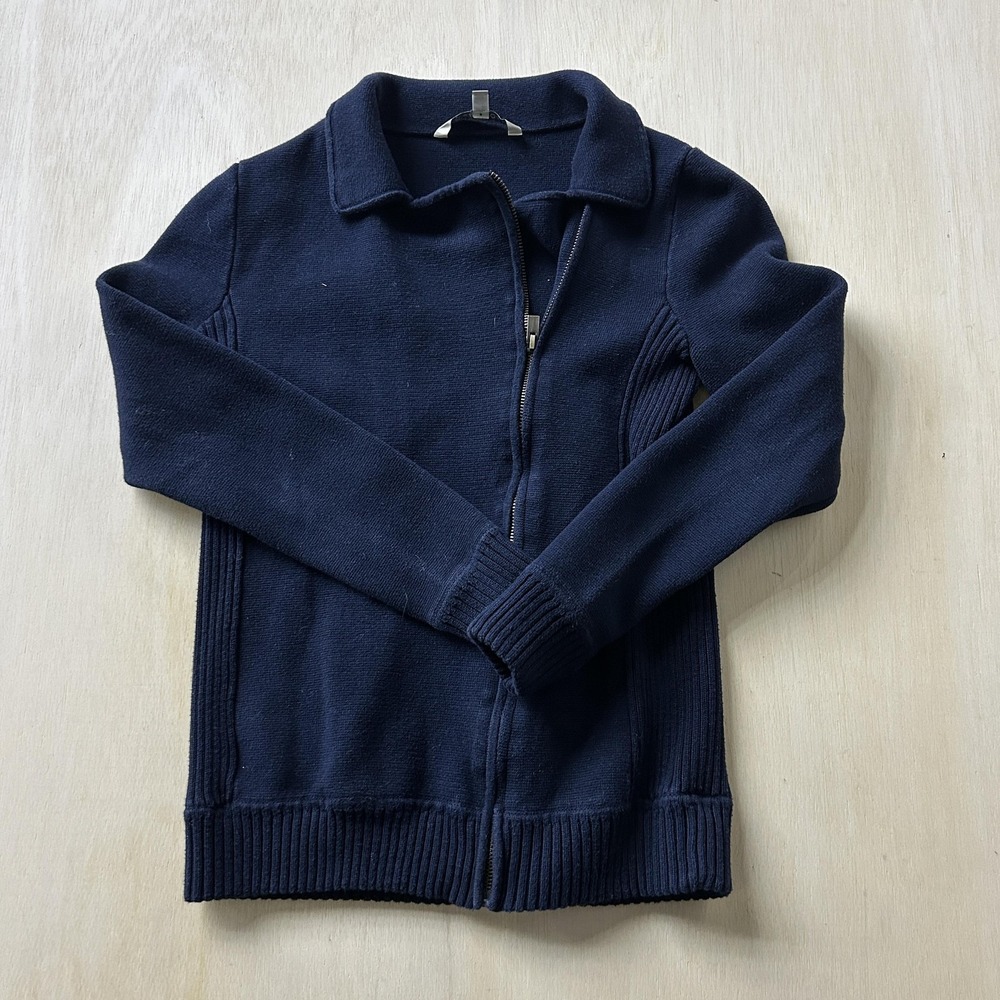 41 Hawthorn Sweater Womens Small Blue Collared Full‎ Zip Ribbed Knit Cardigan